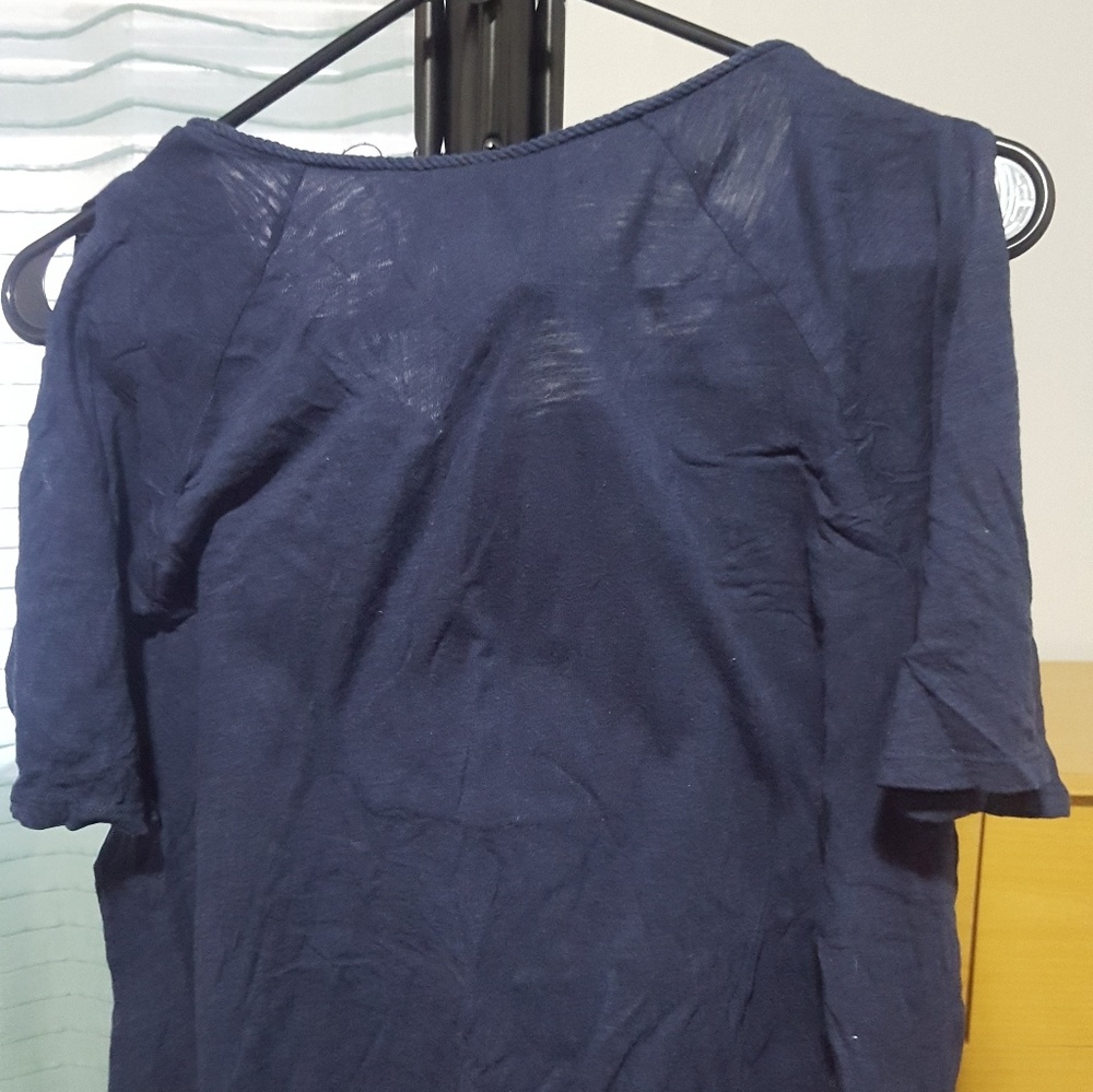 Dark blue cold shoulder shirt